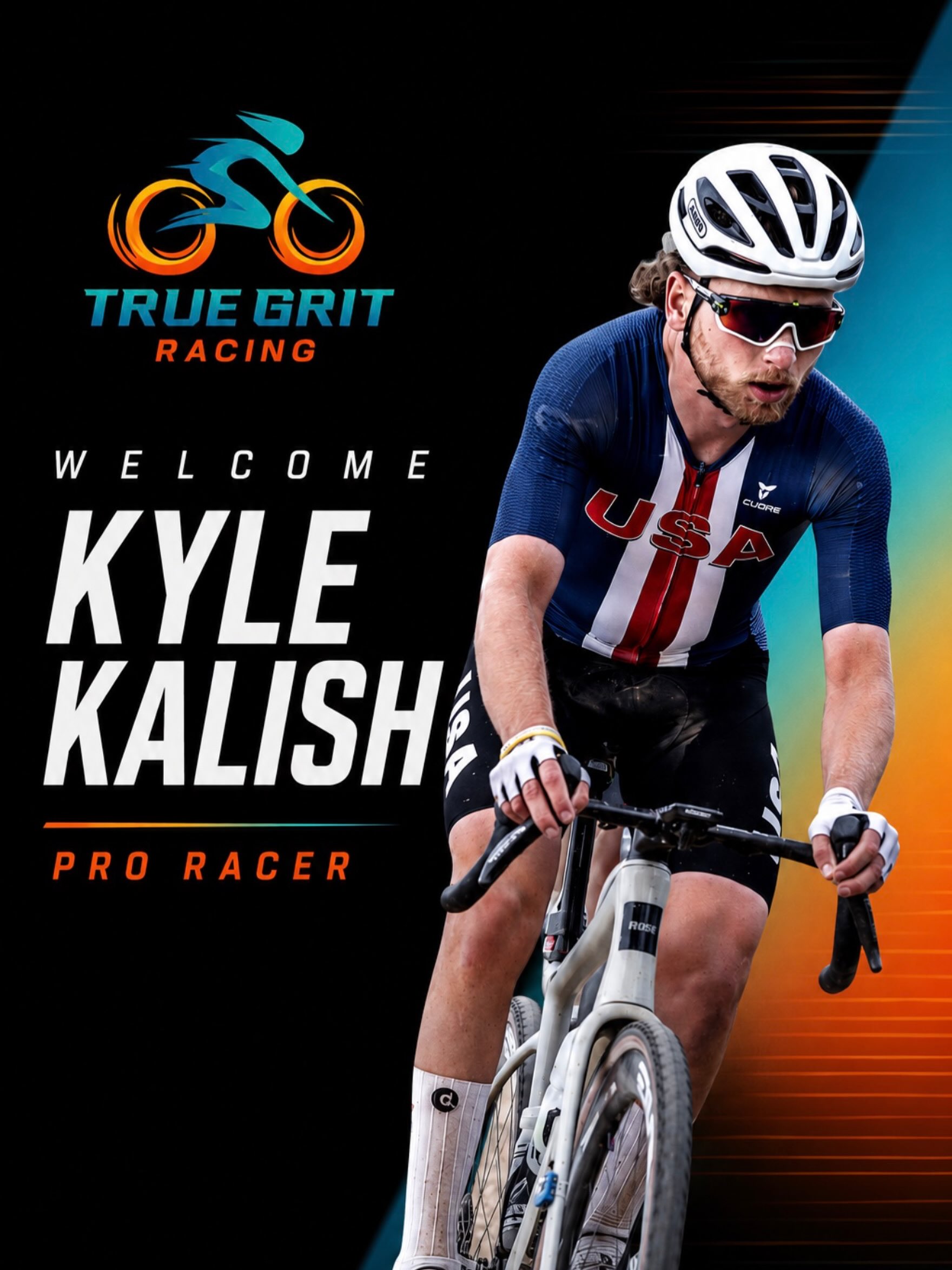 Welcome to True Grit Racing, Kyle Kalish! 

We’re excited to announce that Kyle Kalish is joining True Grit Racing as a Pro Racer for the 2027 season.

A member of Team USA at the 2025 UCI Gravel World Championships, Kyle brings elite-level experience, determination, and a unique background to the team. Before finding his passion for cycling after college, he grew up in the world of kart racing - developing the competitive mindset that still drives him today.

When he’s not racing Pro/Elite gravel or Cat 1 road events, Kyle works as an engineer in Chicago, Illinois.

Welcome to the team, Kyle!

@envecomposites 
@abus_cycling_usa 

#TrueGritRacing #GravelCycling #GravelRacing #Cycling #TeamUSA