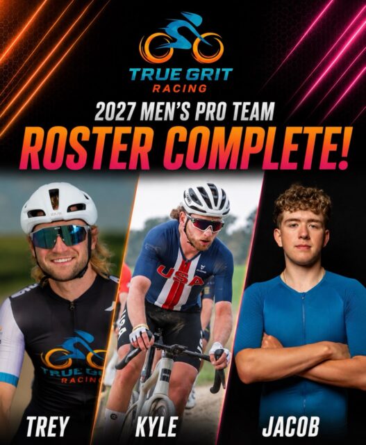 Our 2027 Men’s Pro roster is officially complete. 🔥

For 2027, Trey Shepard and Kyle Kalish will take on the Men’s Pro field, while Jacob Schneller will represent True Grit Racing in the U23/Pro ranks as one of the emerging young talents in American gravel.

Trey brings experience racing against deep professional fields. Kyle adds a strong road and gravel background and has already represented Team USA in the Elite Men’s field at the 2025 UCI Gravel World Championships. 

At just 21 - Jacob is already proving he belongs at this level. He raced the 2026 Life Time Grand Prix U23 field, finishing 8th at UNBOUND Gravel, only seven minutes off the win in an incredibly competitive field. 

Look for these guys next year as we take on the insanely competitive Lifetime Series in addition to all Major US gravel races. 

#gravel #gravelracing #truegritracing #gravelracer
@treyshepard1 
@kylekalish 
@jacob.schneller by
