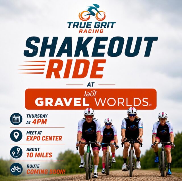 Please join us on Thursday Aug 20th at 4pm for a fun shakeout ride! We will start at the Expo Center and head out for an easy paced 10 miles of gravel fun! 

We will have a professional photographer on course to grab some images for you and be back to the expo center in less than an hour.

Stay tuned for some guest ride leader announcements!! 

All are welcome!
@gravel_worlds @fuelyourgoodlife